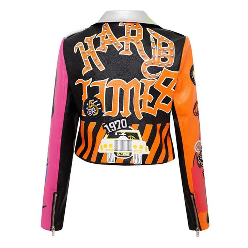 Victorious Kurai Kurasshā Graffiti Leather Jacket