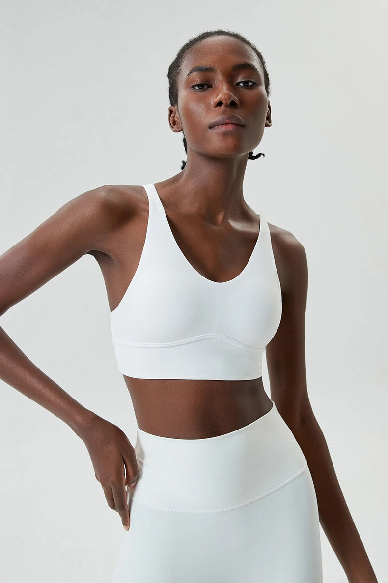 Women's Buttery Soft V-Neckline Sports Bra / Gym Bra High Impact (Victorious TechWeave)