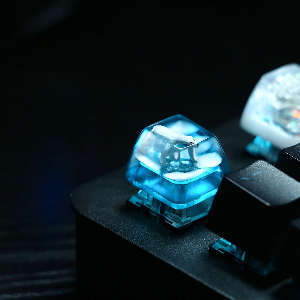 Victorious 1 Piece Ice Rose/Polar Bear/Steampunk/Gear/Pond Fish/Koi/Stars Artisan Resin Keycaps ESC Mechanical Backlit Keyboard RGB Keycap
