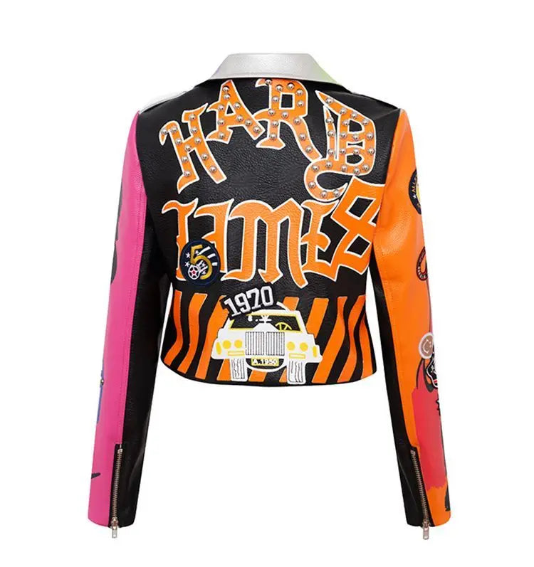 Victorious Kurai Kurasshā Graffiti Leather Jacket