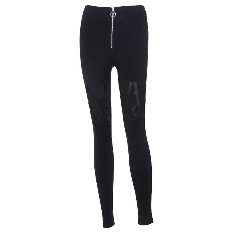 Hollow Out Pants Goth Sexy Pentagram / Harajuku Grunge Black Trousers (Victorious Obsidian Victory Pants)