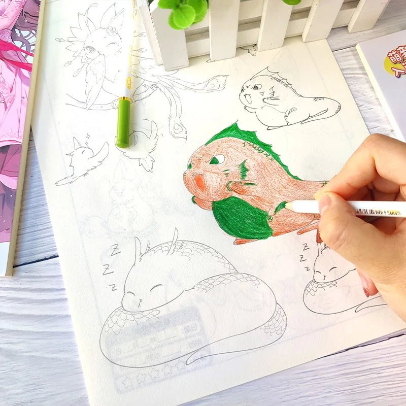 Victorious Anime character drawing introductory white sketchbook