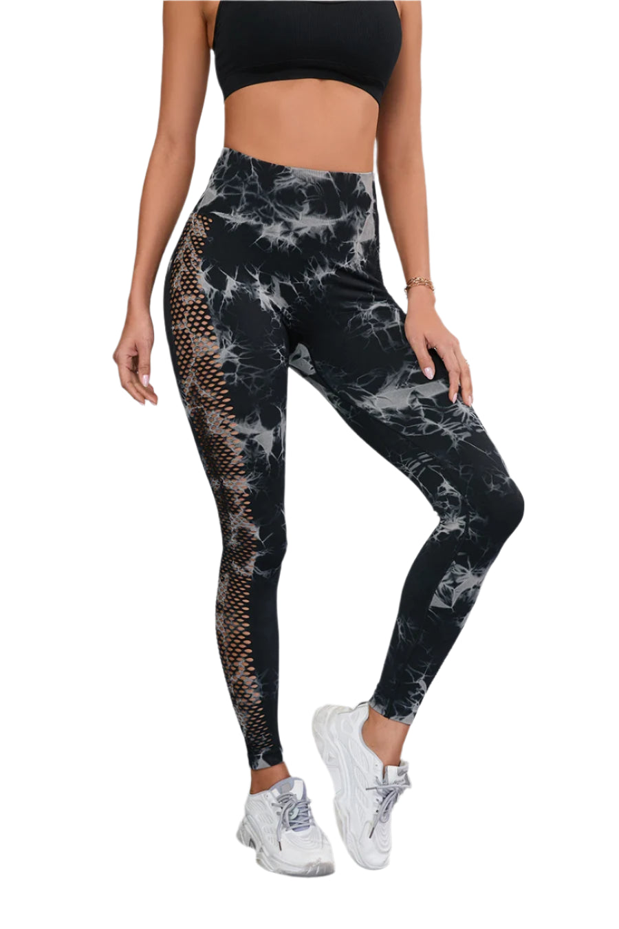 Victorious Nebula Gym/ Yoga Leggings / Tie-Dye Mesh Tech