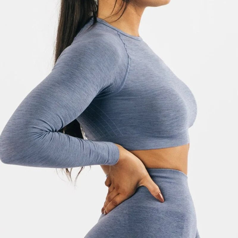 Long Sleeve Gym Crop Top / Women's Moisture-Wicking Gym Top/ Victorious Guardian