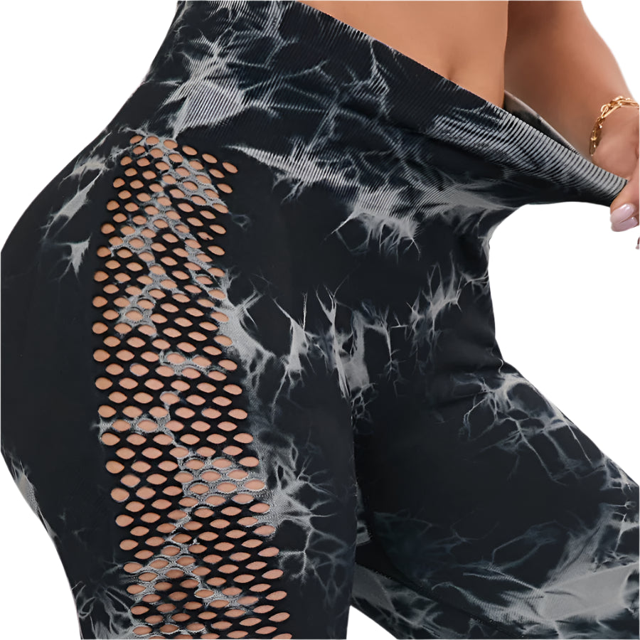 Victorious Nebula Gym/ Yoga Leggings / Tie-Dye Mesh Tech