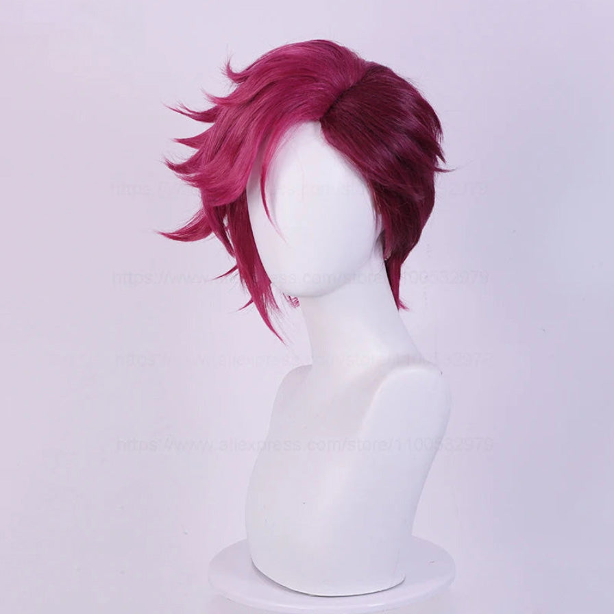 Victorioius VI Arcane Cosplay Wig 30cm Deep Rose + Wig Cap