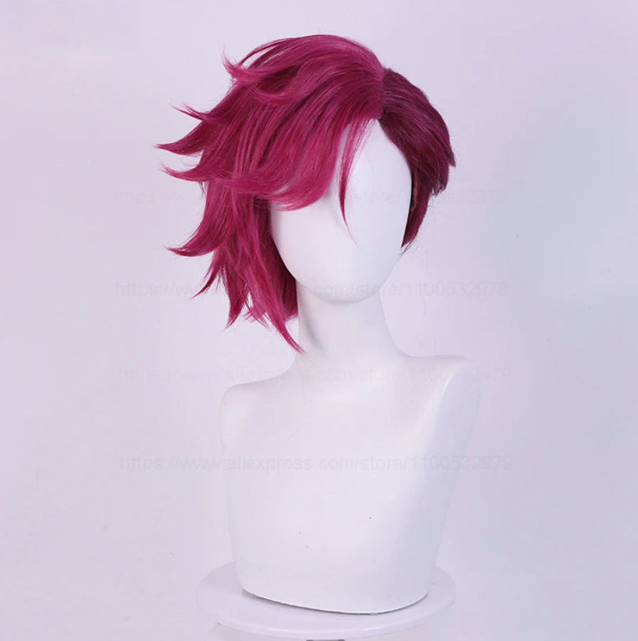 Victorioius VI Arcane Cosplay Wig 30cm Deep Rose + Wig Cap