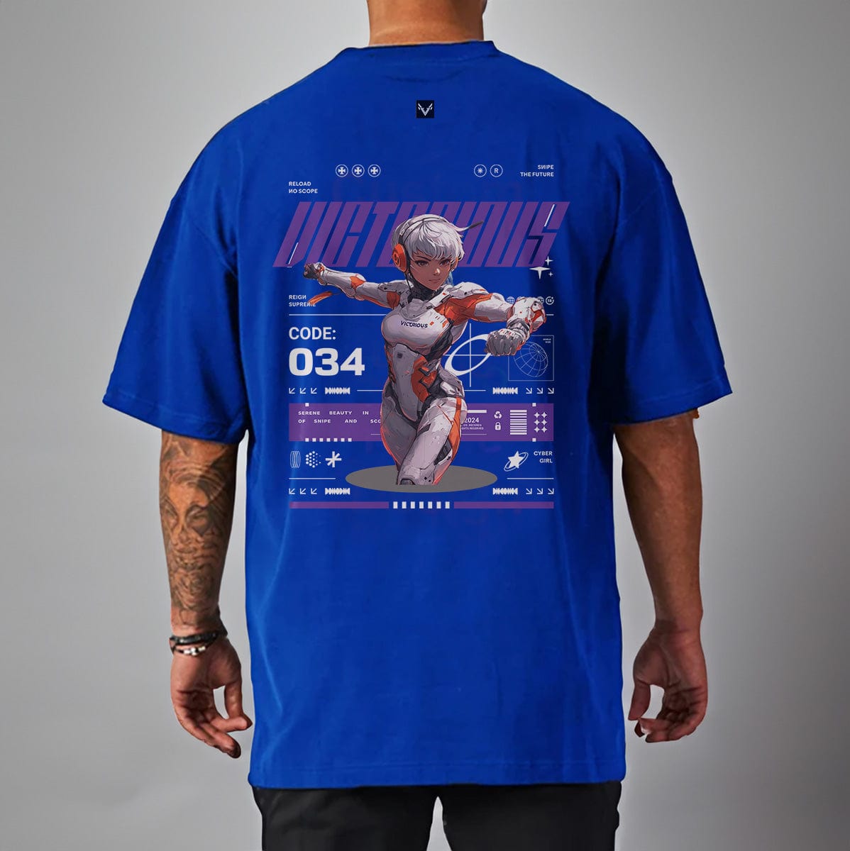 Blue / M Victorious "VALKYRIE POWER" Gym T-shirt (Oversize)
