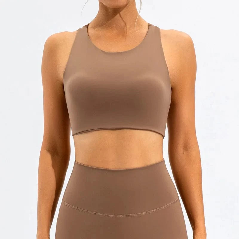 Dark brown / S Victorious Eclipse Flare Quick-Dry Sports Bra