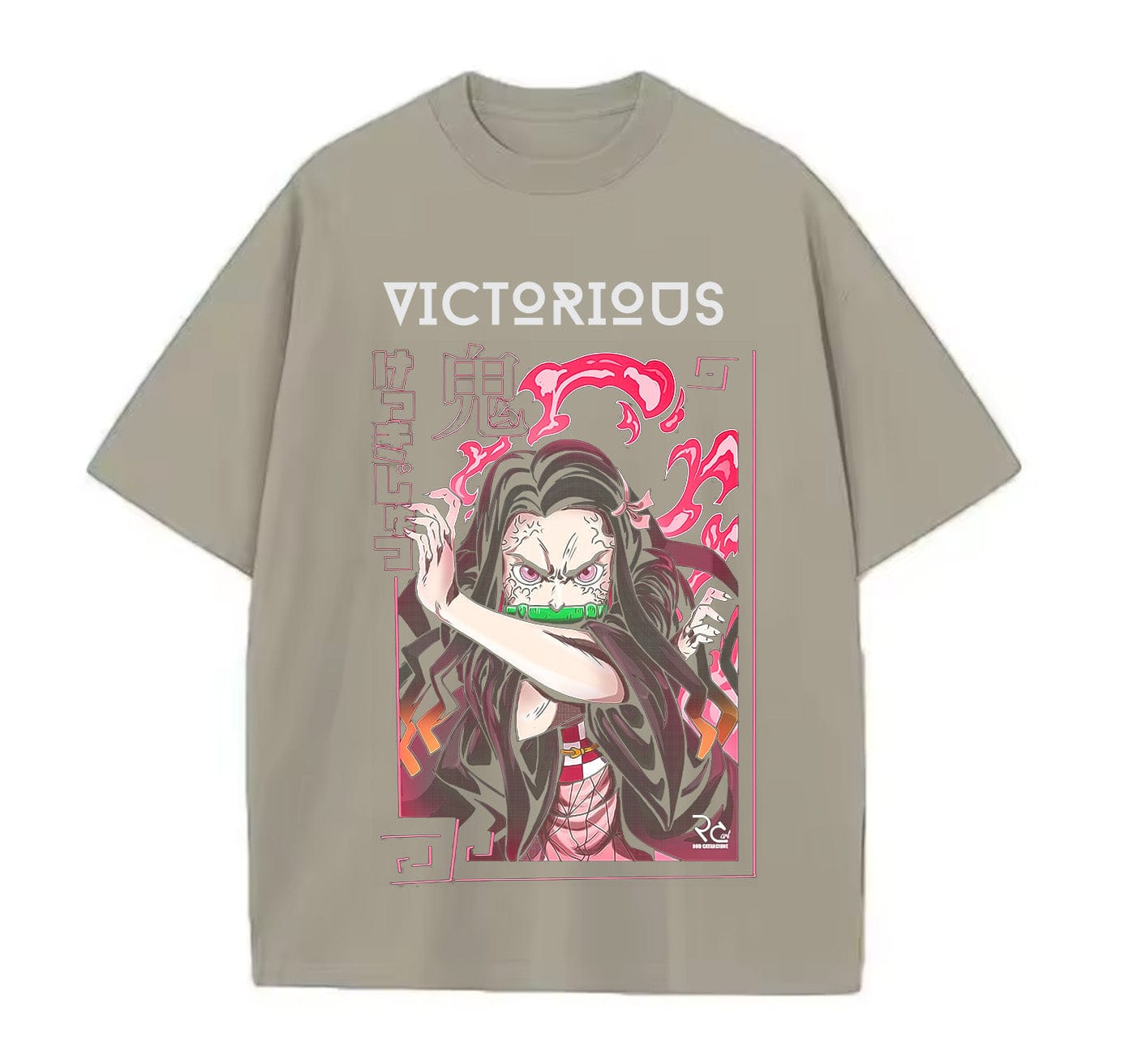 Light Coffee / XS Nezuko (Demon Slayer) Anime Oversize T-Shirt