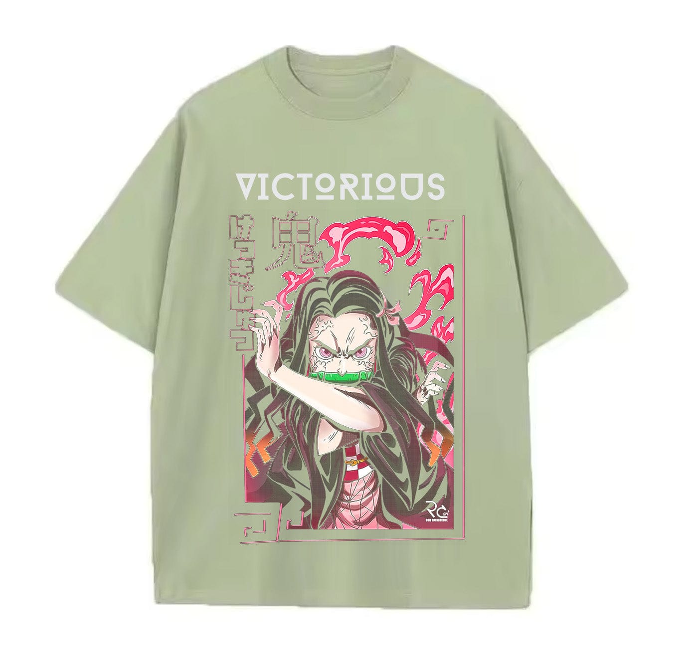 Light Green / XS Nezuko (Demon Slayer) Anime Oversize T-Shirt