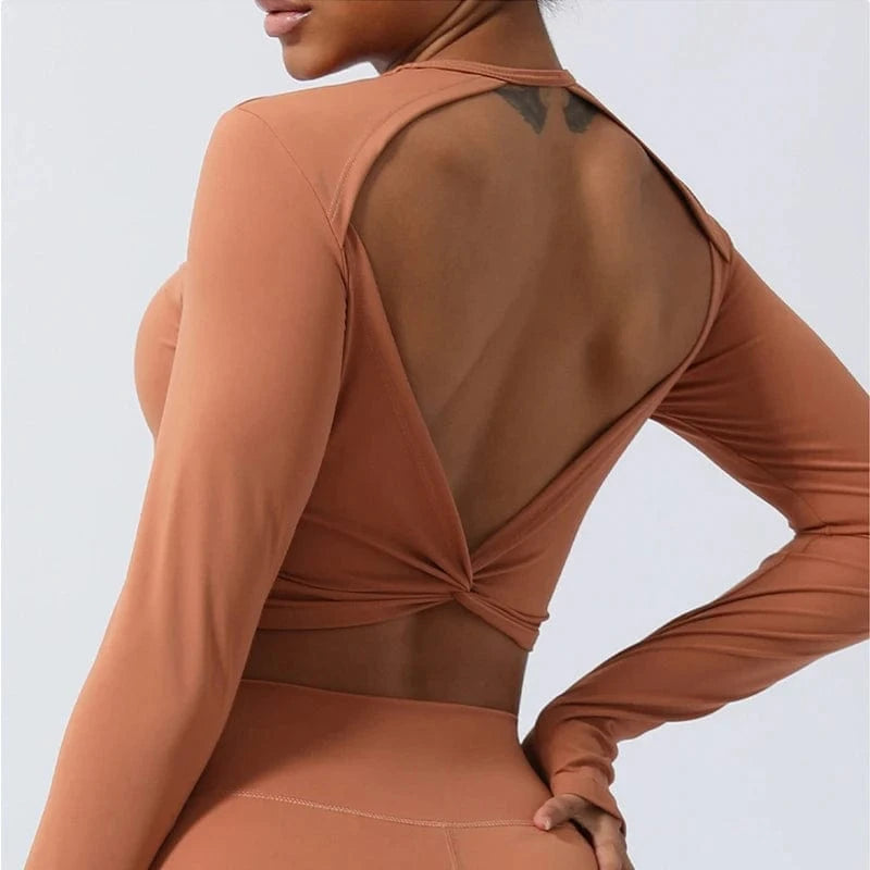 Orange / S Victorious Artemis Running Top - Women's Back-Cross & Long Sleeve Gym Wear