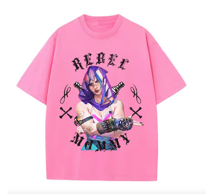 Victorious Rebel Mommy Oversize Gym T-shirt (VI Cosplaying Jinx/ Arcane)