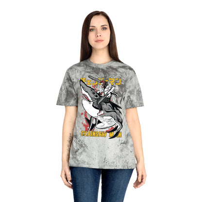 Anime Chainsaw Man (Denji Shark Saw Rampage) T-shirt - Tie Dye Style - Vintage