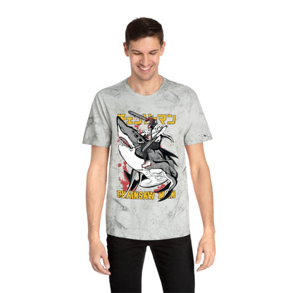 Anime Chainsaw Man (Denji Shark Saw Rampage) T-shirt - Tie Dye Style - Vintage