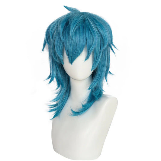 Synthetic Medium Length Wig/ Straight Blue Sally Face Cosplay