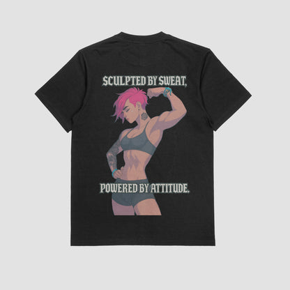 Vi "Sculpted by sweat, Powered by attitude" Gym T-shirt (Oversized)