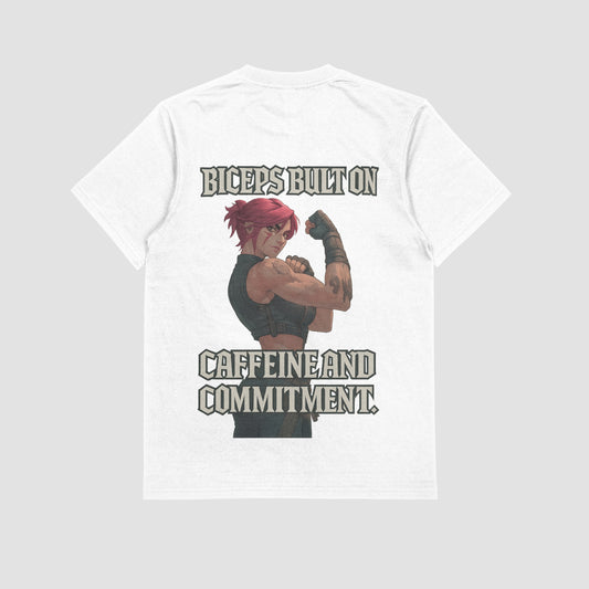 Vi "Biceps, Caffeine, & Commitment" Gym T-shirt (Oversized)