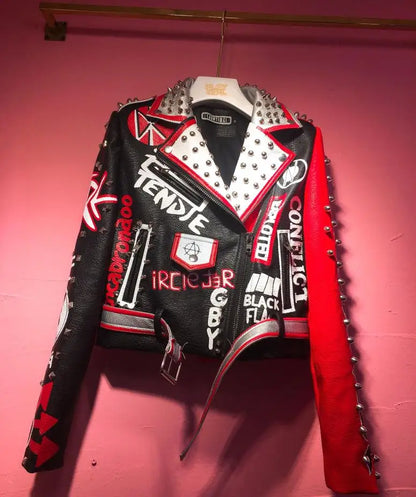 Victorious Rebel Aegis Graffiti Leather Jacket