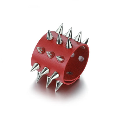 Punk Studded Leather Bracelets Spiked Cuffs Black Wristband Men Women Goth Jewelry Gothic  Emo  Accessories