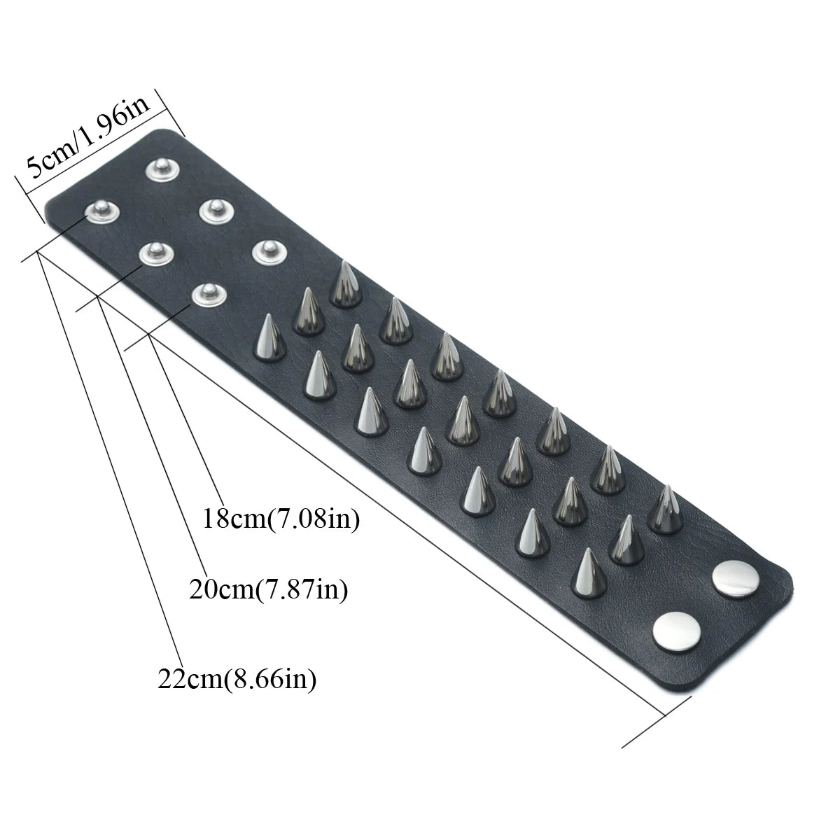 Punk Studded Leather Bracelets Spiked Cuffs Black Wristband Men Women Goth Jewelry Gothic  Emo  Accessories