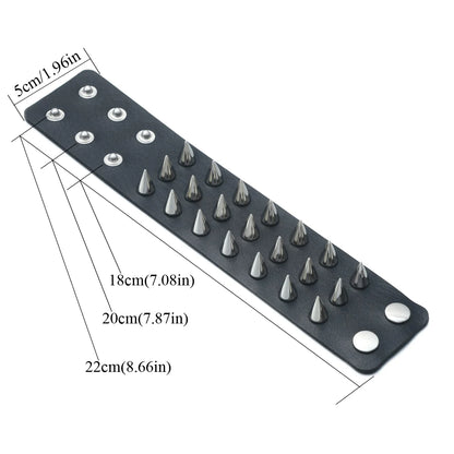 Punk Studded Leather Bracelets Spiked Cuffs Black Wristband Men Women Goth Jewelry Gothic  Emo  Accessories