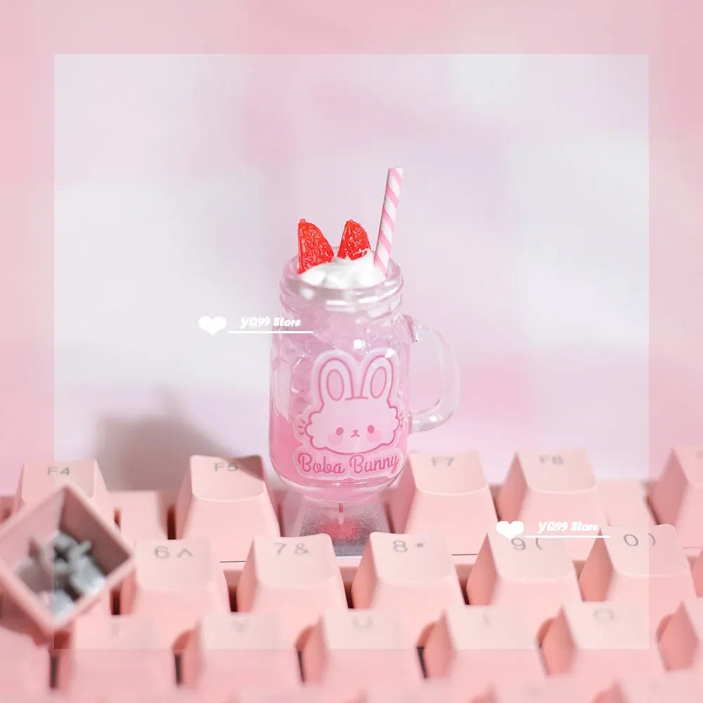 Victorious 1pcs Personalized Cute Dessert Ice Cream Cup Keycap Mechanical Keyboard Three-dimensional Kawaii Keycaps Girl Pink R4 Keycap