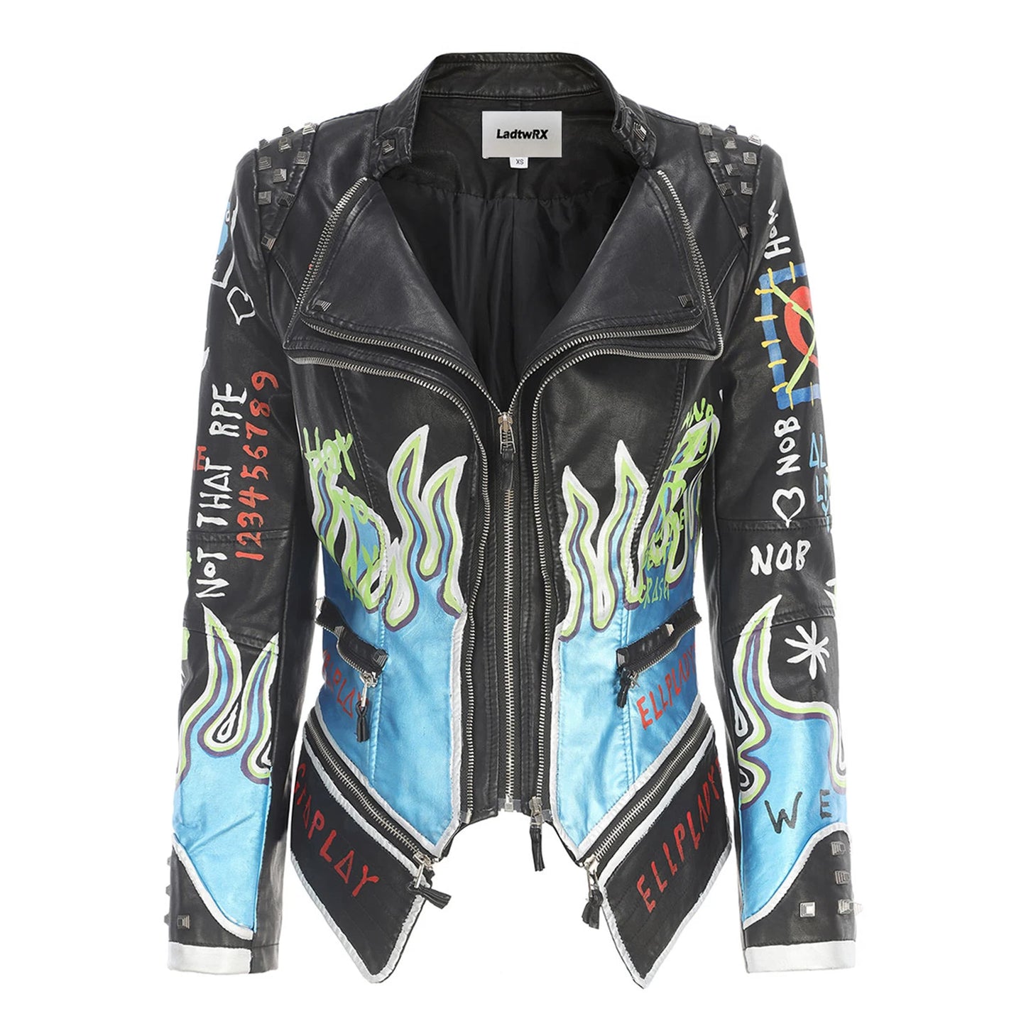 Victorious Celestial Outlaw Graffiti Leather Jacket