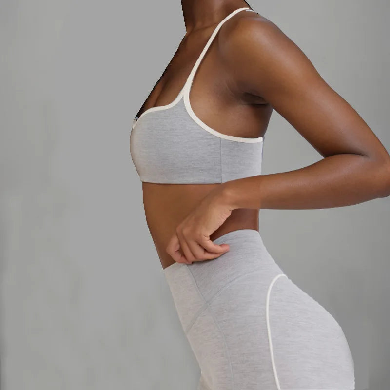 Women's Heart-Shaped High-Waisted Yoga Leggings & Cross-Strap Sports Bra Set (Victorious Ganymede Grind Leggings)