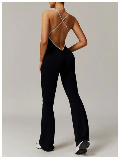 V Jumpsuit Gym Set Women Training Yoga Suit (Victorious Io Ignite Leggings)