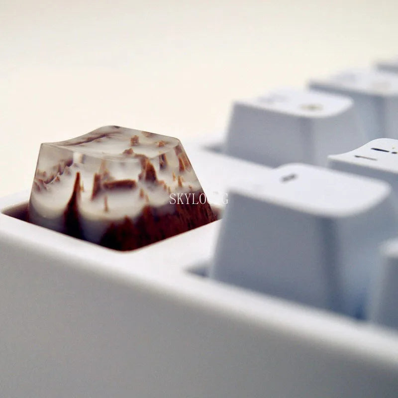 Victorious Handmade Backlight Resin Keycaps for Cherry Mx Switch Mechanical Keyboard/ OEM R4 Luminous Snow Mountain Jungle Wood Key Caps