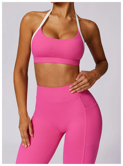 Women Fitness Running Bra Backless (Victorious Neon Circuit)