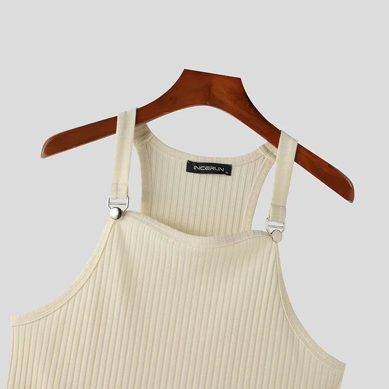 Ribbed Tank Top Unisex Solid Color Knitted / Casual & Sport