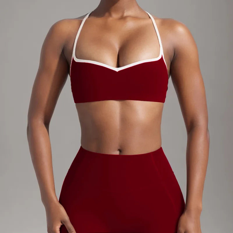 Women's Heart-Shaped High-Waisted Yoga Leggings & Cross-Strap Sports Bra Set (Victorious Ganymede Grind Leggings)