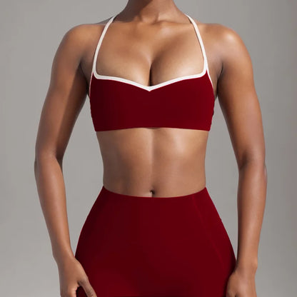 Women's Heart-Shaped High-Waisted Yoga Leggings & Cross-Strap Sports Bra Set (Victorious Ganymede Grind Leggings)