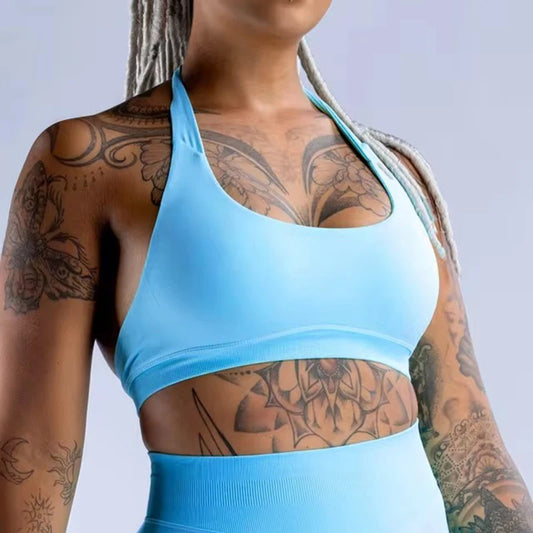 Impact Sports Bra / Women Seamless Neck Strap Yoga Bra /With Padding