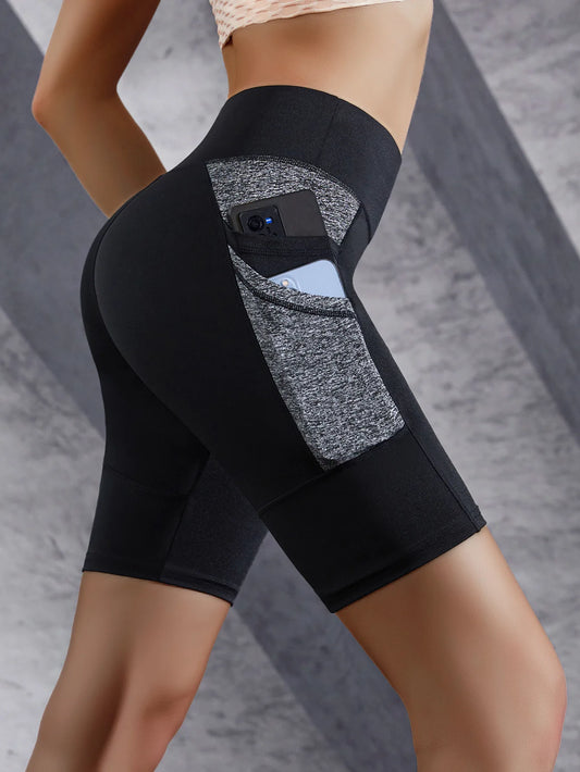 Double Side Pockets Yoga Shorts Color blocked /High Waist Shorts (Victorious StellarSync Shorts)