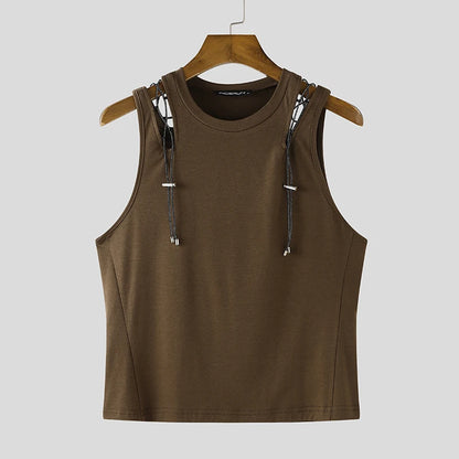 Mesh Tech Hollow Ribbed Tank Top/ Unisex / activewear & casual