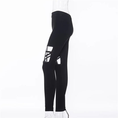 Hollow Out Pants Goth Sexy Pentagram / Harajuku Grunge Black Trousers (Victorious Obsidian Victory Pants)