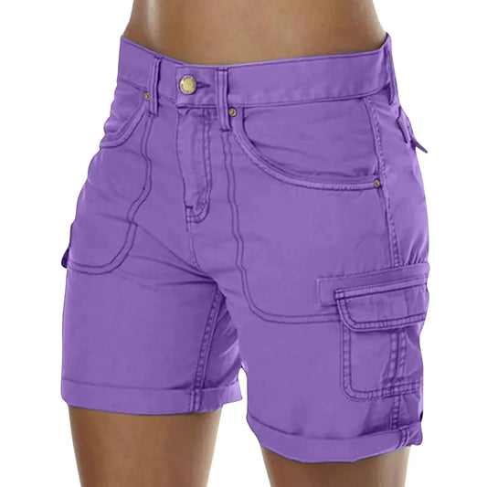 Women'S Solid Color Cargo Shorts With Multiple Pockets (Victorious Infinity Flex)