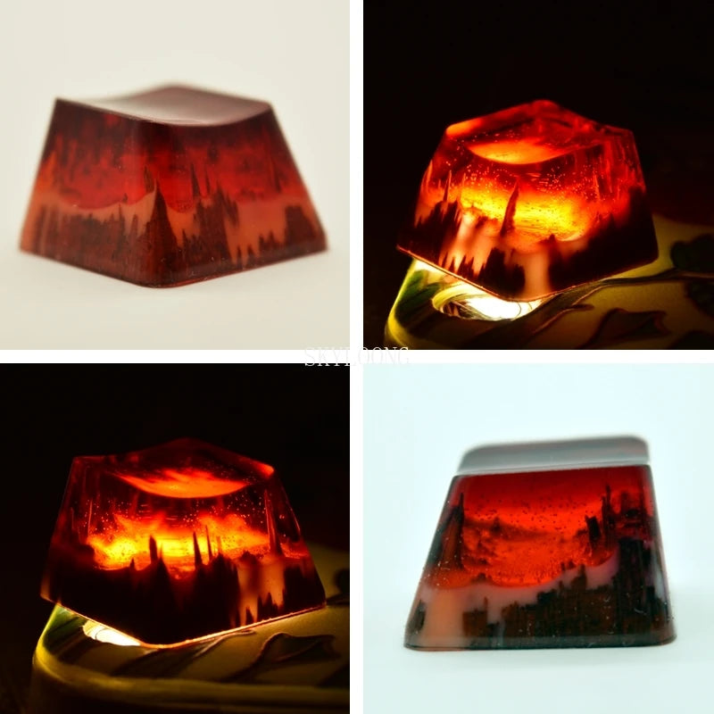 Victorious Handmade Backlight Resin Keycaps for Cherry Mx Switch Mechanical Keyboard/ OEM R4 Luminous Snow Mountain Jungle Wood Key Caps