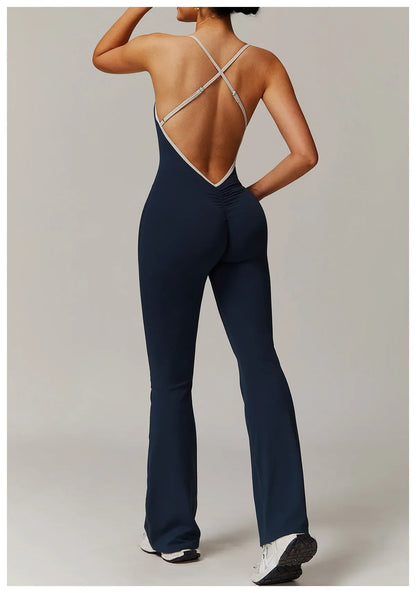 V Jumpsuit Gym Set Women Training Yoga Suit (Victorious Io Ignite Leggings)