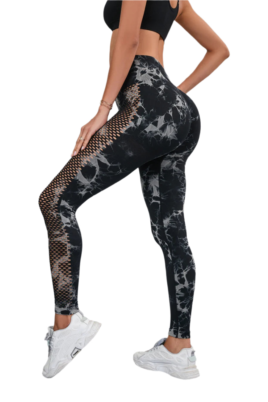 Victorious Nebula Gym/ Yoga Leggings / Tie-Dye Mesh Tech