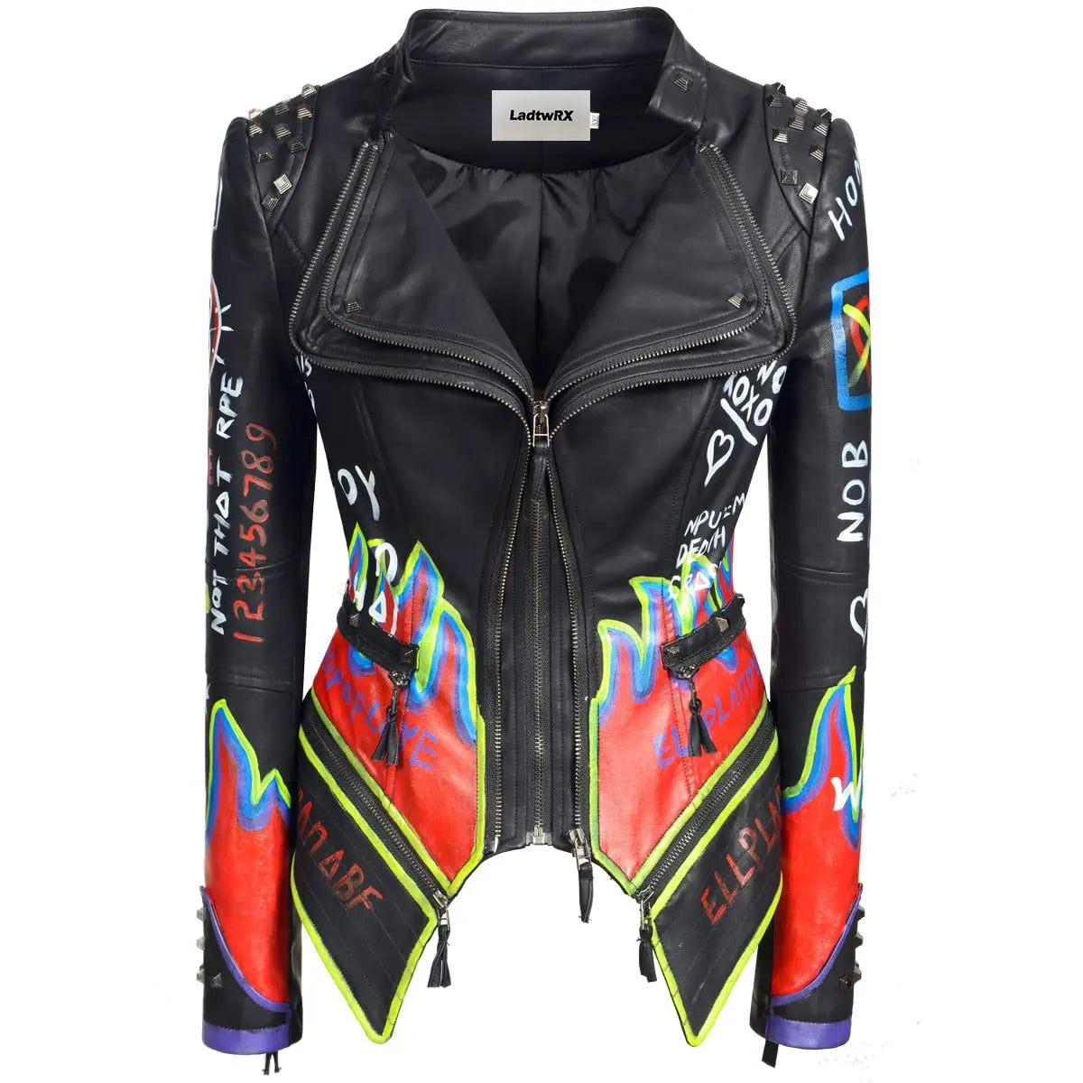 Victorious Celestial Outlaw Graffiti Leather Jacket