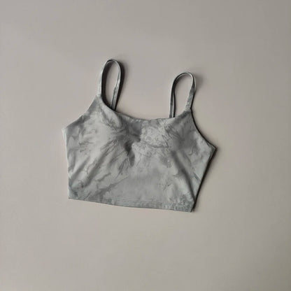 Tie-dyed One-piece Cup Sports Bra/ Women's High Shock-proof Running Top