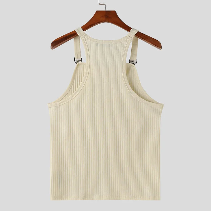 Ribbed Tank Top Unisex Solid Color Knitted / Casual & Sport