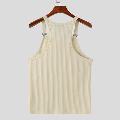 Ribbed Tank Top Unisex Solid Color Knitted / Casual & Sport