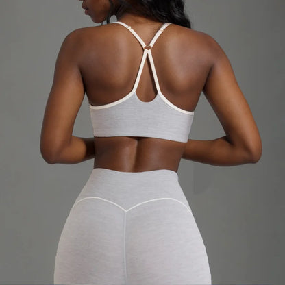 Women's Heart-Shaped High-Waisted Yoga Leggings & Cross-Strap Sports Bra Set (Victorious Ganymede Grind Leggings)