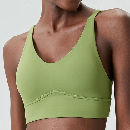 Women's Buttery Soft V-Neckline Sports Bra / Gym Bra High Impact (Victorious TechWeave)