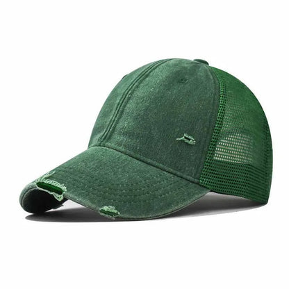 Washed Cotton Mesh Breathable Baseball Cap / Old Ripped Caps Men and Women